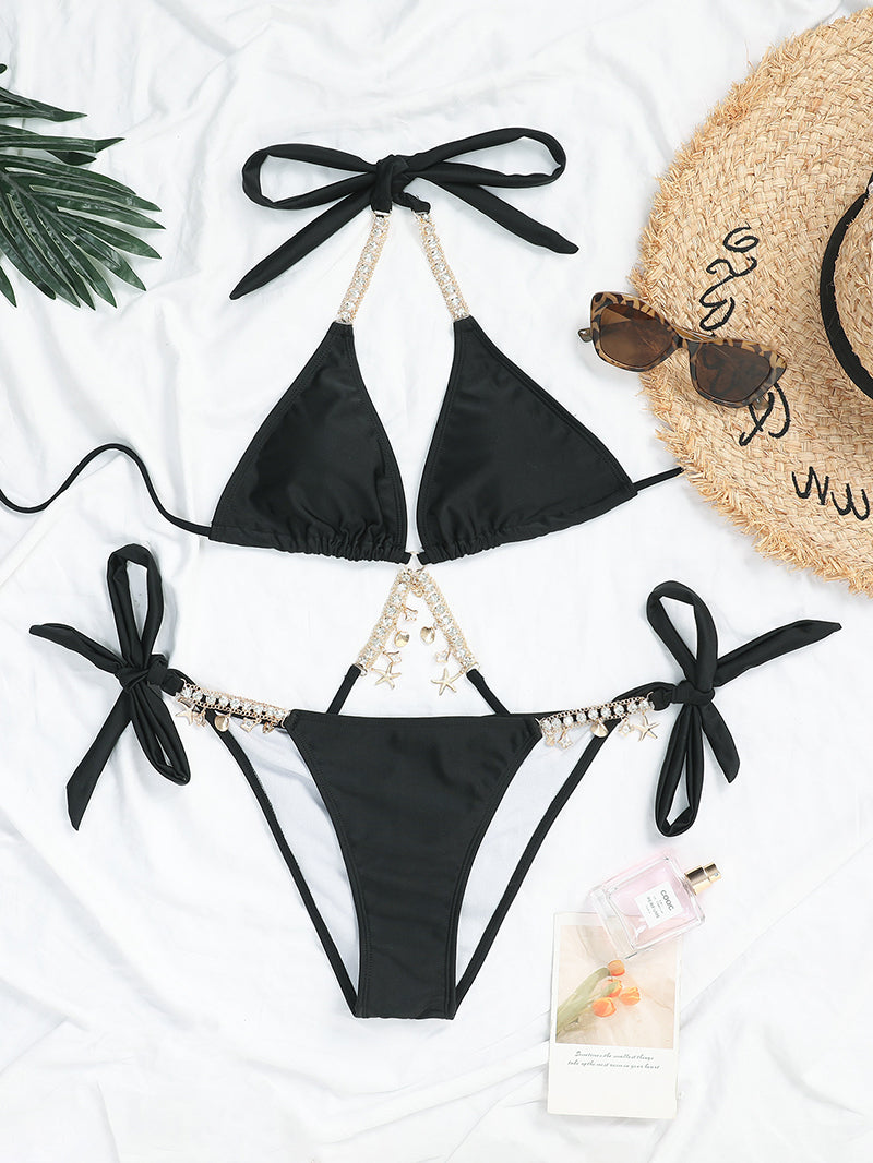 2 Piece Crystal Swimwear Metal Chain Swimsuit Bathing Suit Push Up Bikini The Clothing Company Sydney