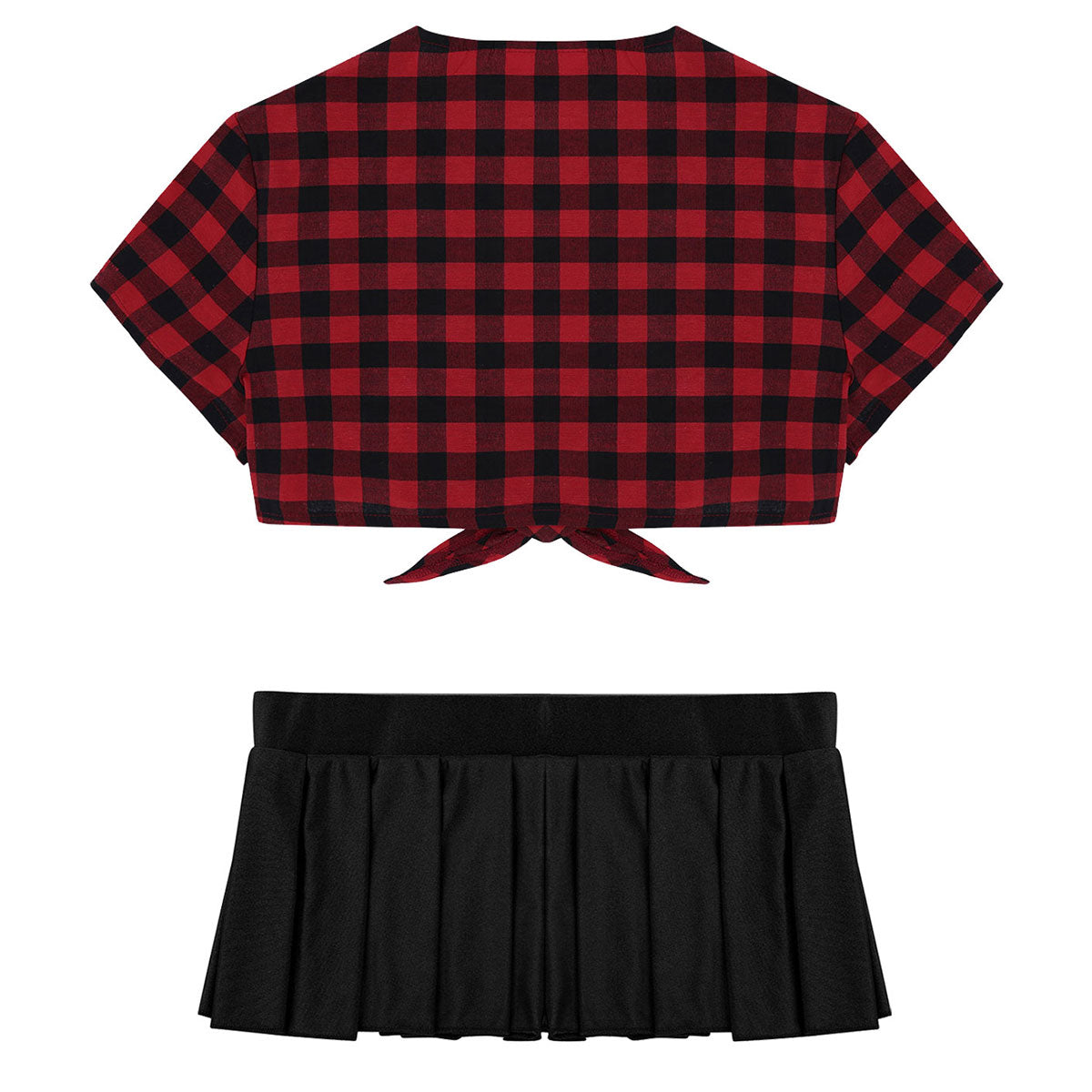 Cosplay schoolgirl costume featuring short sleeve crop top and pleated mini skirt, ideal for night clubwear, by The Clothing Company Sydney.