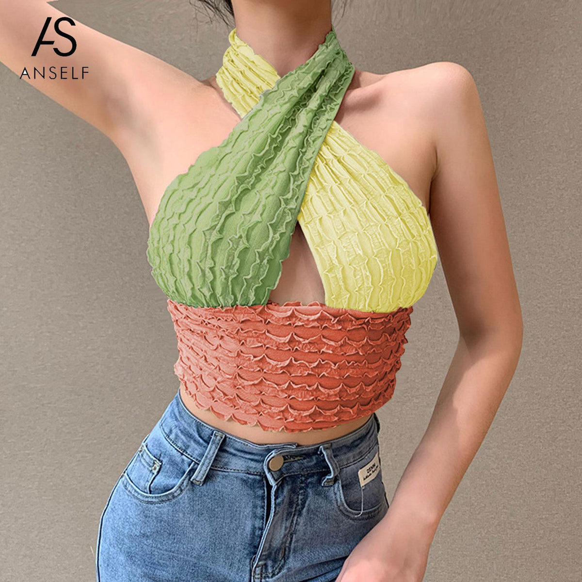 Sleeveless backless halter crop top with hollow out design, from The Clothing Company Sydney, featuring a sexy bralette style.