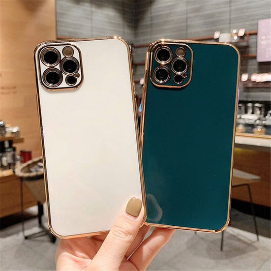 Solid Plating Lens Protection Phone Case For iPhone 12 Pro Max 11 13 Pro Max X XR XS Plus Soft TPU Cover The Clothing Company Sydney