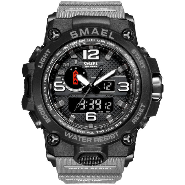 Water-resistant 50M men's dual display quartz military wristwatch with alarm from The Clothing Company Sydney.
