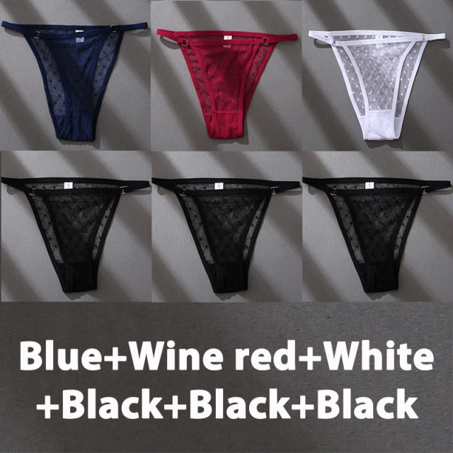 Six-pack of The Clothing Company Sydney lace panties featuring sexy, plus-size underwear with a comfortable fit and intricate design.