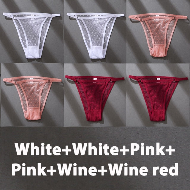 Six pack of The Clothing Company Sydney lace perspective panties, sexy plus size underwear with delicate floral lace design.