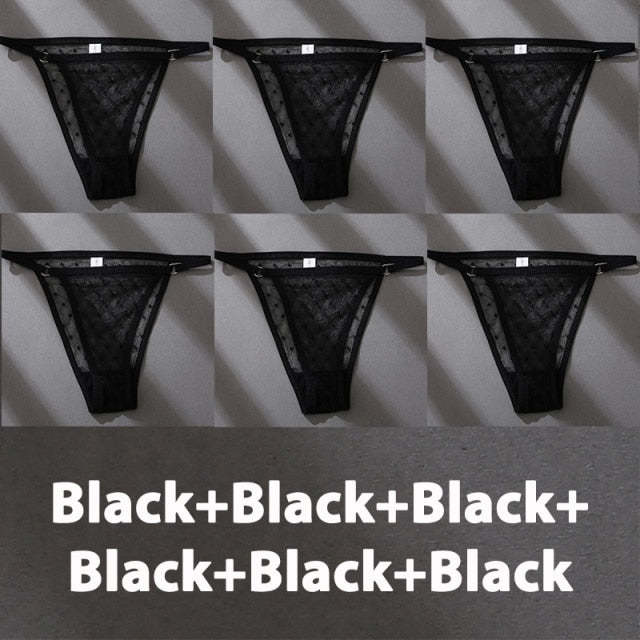 Six-pack of The Clothing Company Sydney lace perspective panties, sexy plus-size underwear with floral design and comfortable fit.
