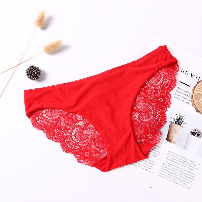 Lace plus size transparent low-rise cotton panties from The Clothing Company Sydney, featuring comfortable and stylish underwear.