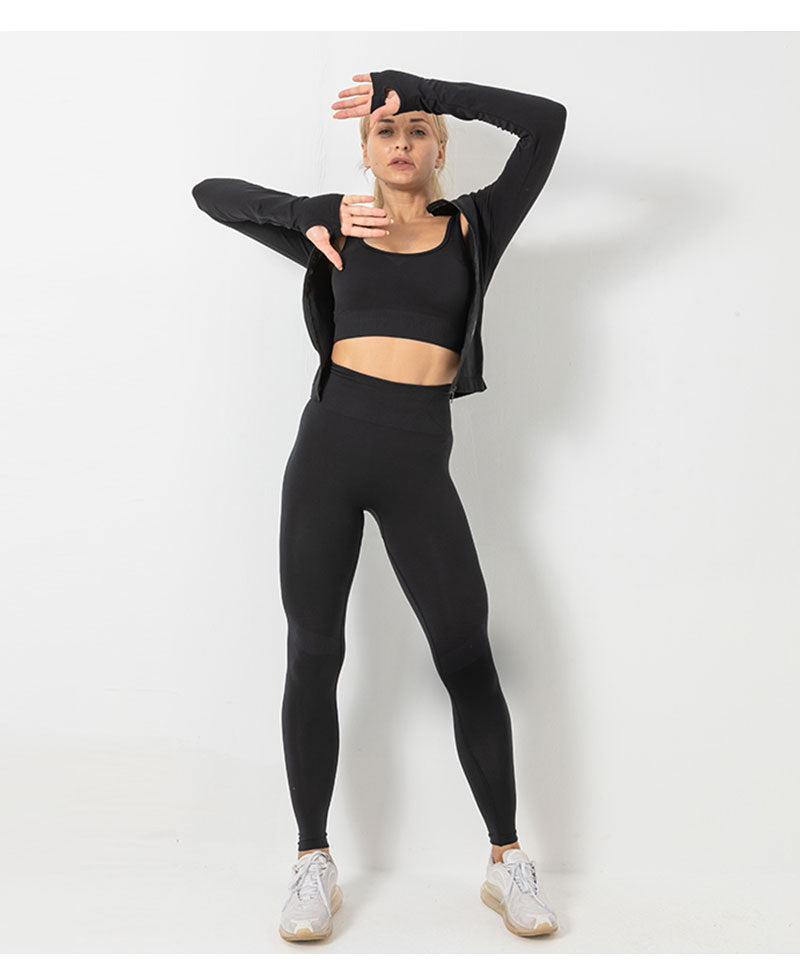 3 Piece Seamless Women Yoga Sets Ladies Sport Gym suits Wear Running Clothes women Fitness Sport Yoga Suit Keep warm yoga clothing The Clothing Company Sydney