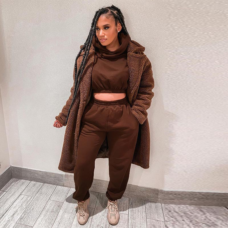 Solid color tracksuit pants from The Clothing Company Sydney, featuring casual long sleeves and comfortable fit.