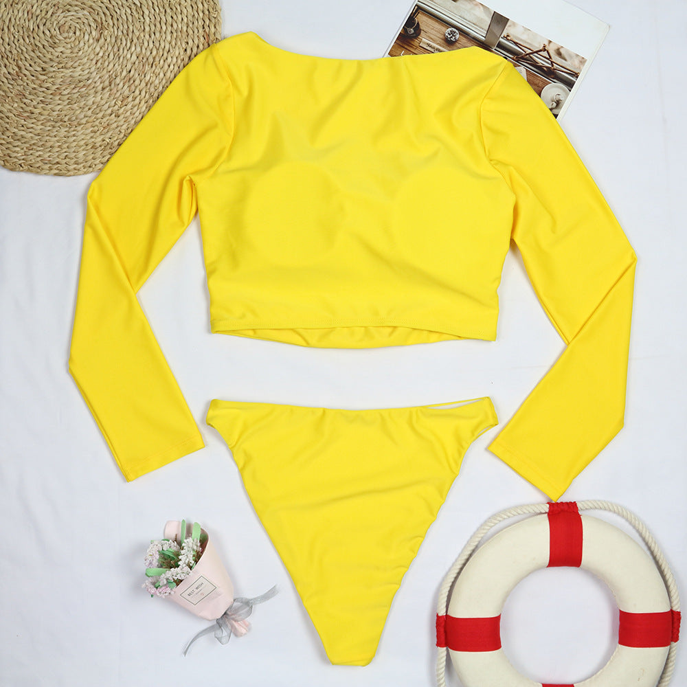 2 Piece Swimwear Leopard Swimsuit Bathing Suit Retro Swimsuit Vintage Beach wear Surfing Long Sleeve Bikini Set The Clothing Company Sydney