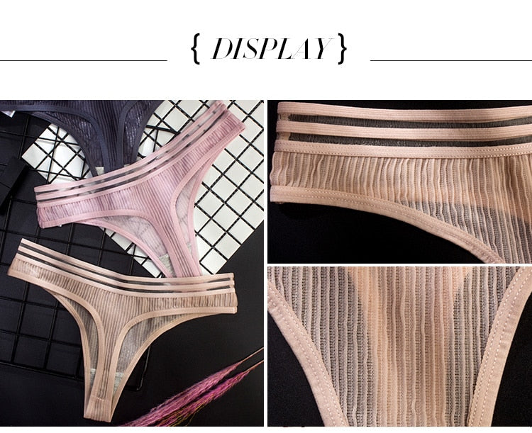 Seamless transparent ice silk mesh G-string thong underwear by The Clothing Company Sydney, low-rise women’s lingerie for yoga or everyday wear.