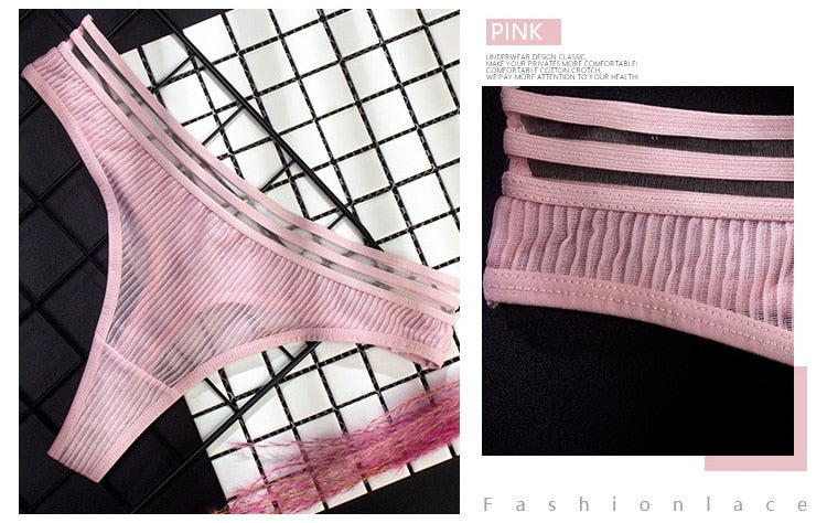 Seamless transparent ice silk G-string thongs by The Clothing Company Sydney, low-rise women's lingerie underwear for yoga and sport.