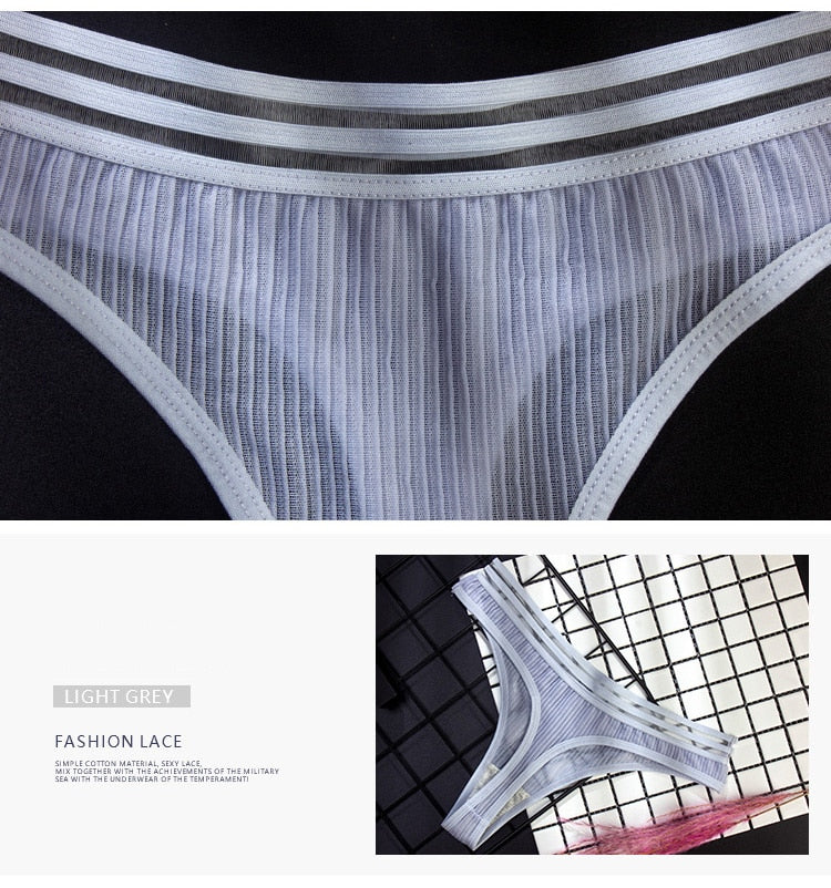 Seamless transparent ice silk G-string thong underwear by The Clothing Company Sydney, low-rise, breathable mesh for women.