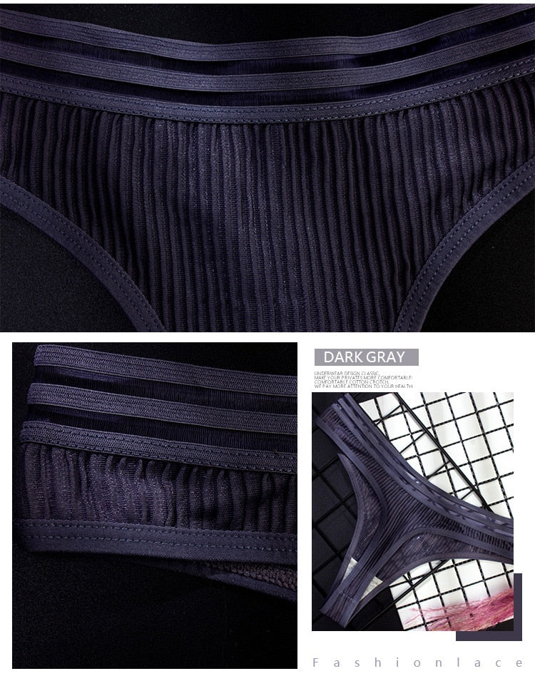 Seamless transparent ice silk mesh G-string thong underwear by The Clothing Company Sydney, low-rise women's lingerie for sport and yoga.
