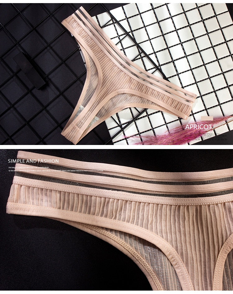 Seamless transparent ice silk mesh thong and low-rise panties by The Clothing Company Sydney, ideal for yoga and everyday wear.