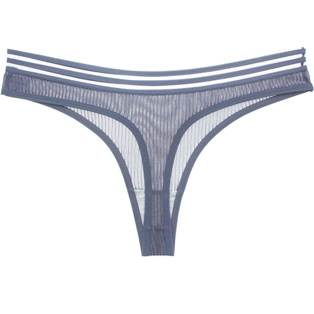 Seamless transparent ice silk mesh G-string thong underwear for women, low-rise lingerie briefs by The Clothing Company Sydney.