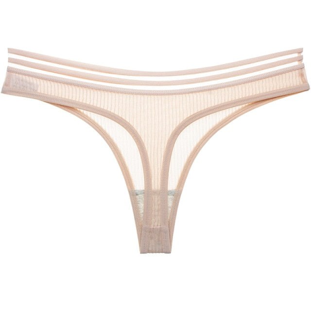 Seamless transparent ice silk mesh thong from The Clothing Company Sydney, low-rise women's G-string underwear for comfort and style.