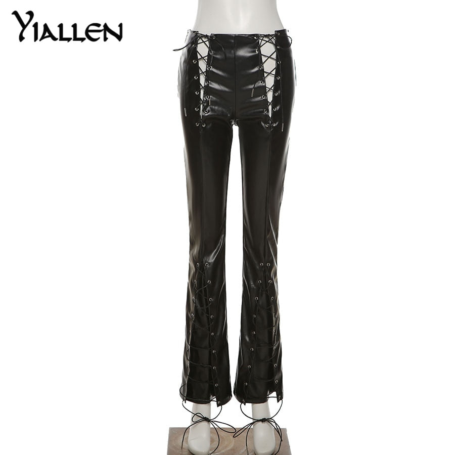 Faux PU leather high waist bandage pants with hipster street style, long trousers, by The Clothing Company Sydney.