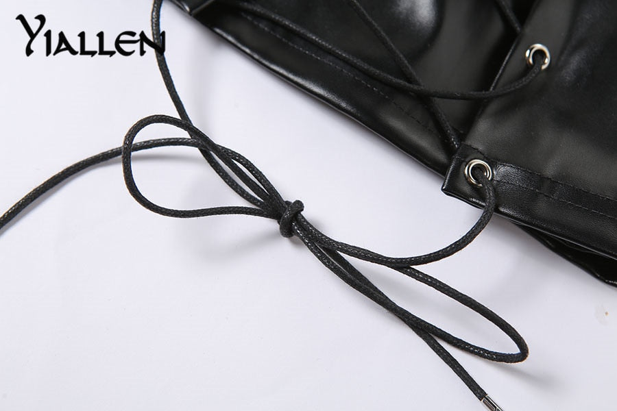 Faux PU leather high waist bandage pants with hipster street style, long trousers from The Clothing Company Sydney