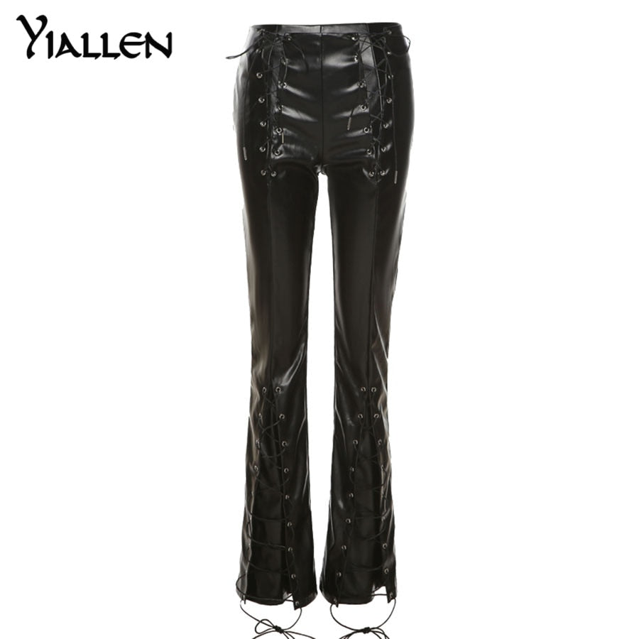 Faux PU leather high waist bandage pants with hipster street style, long trousers from The Clothing Company Sydney.