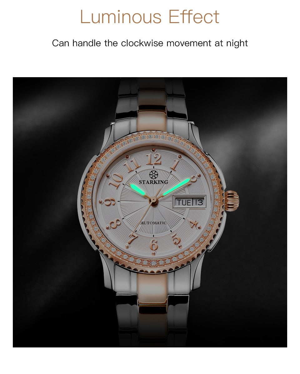 Ladies stainless steel wristwatch with sapphire crystal, automatic self-wind Miyota movement, bracelet style, from The Clothing Company Sydney