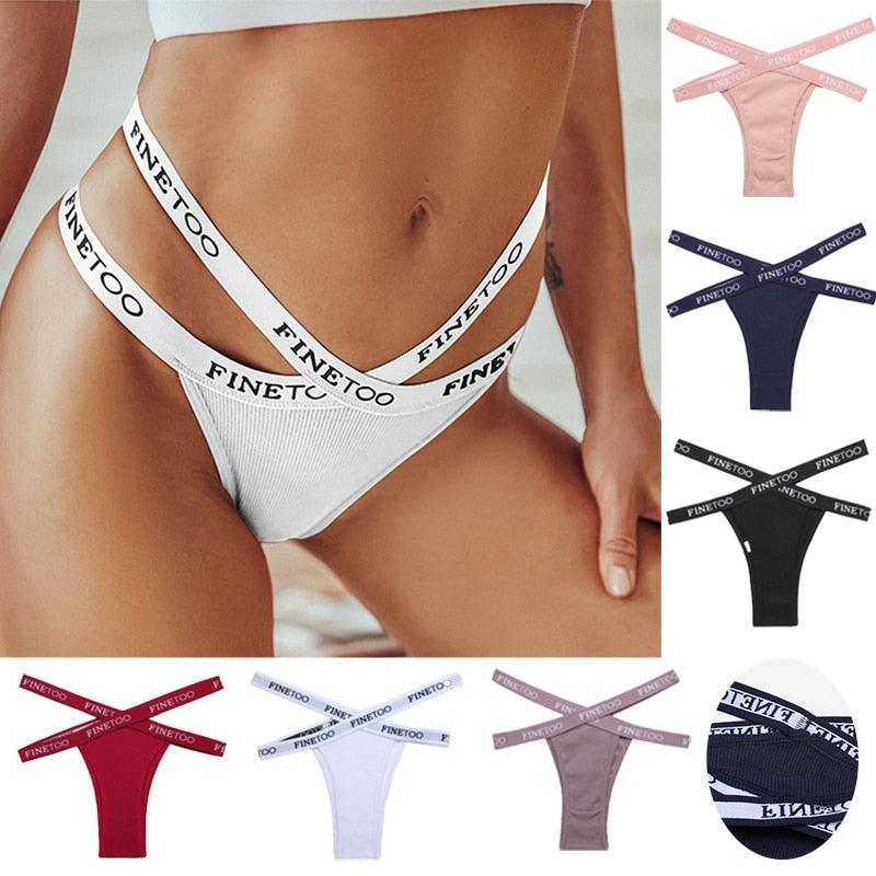 Two pairs of The Clothing Company Sydney summer Brazilian cotton panties for women, low rise with front cross design and breathable fabric.