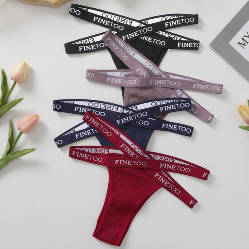 Two pairs of low-rise Brazilian cotton panties for women with front cross design, breathable lingerie briefs from The Clothing Company Sydney.
