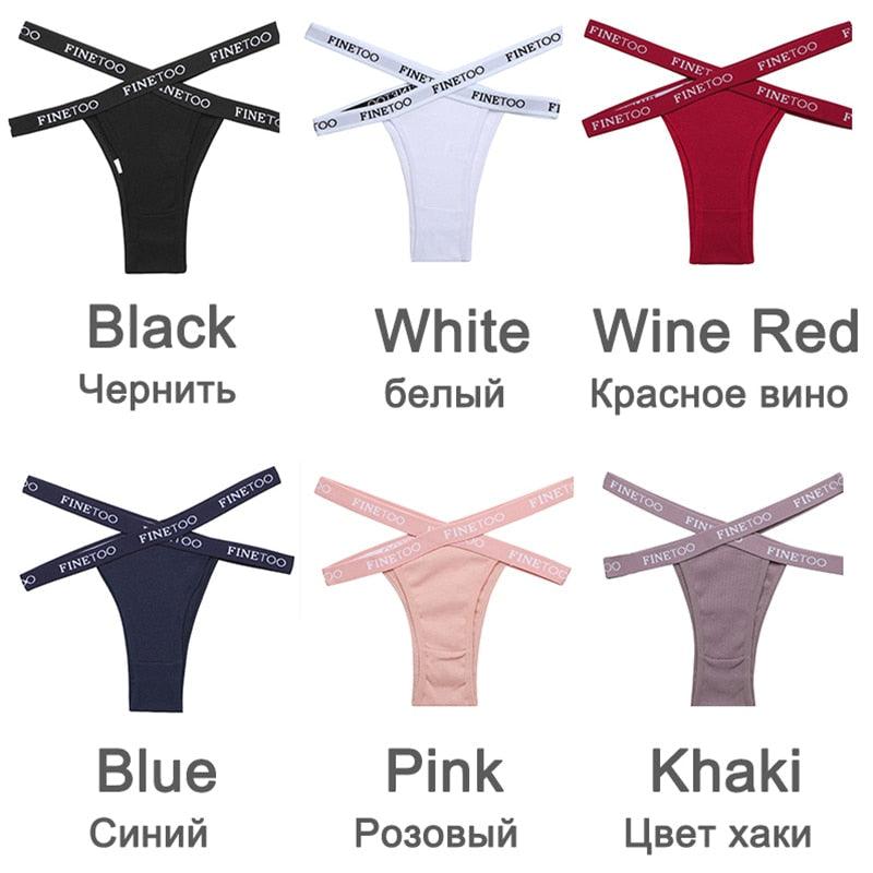 Two pairs of summer Brazilian cotton panties for women, low-rise, breathable lingerie briefs with front cross design by The Clothing Company Sydney