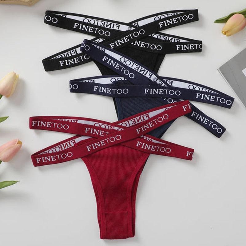 Two pairs of breathable cotton Brazilian panties for women with low-rise design and front cross detail from The Clothing Company Sydney.