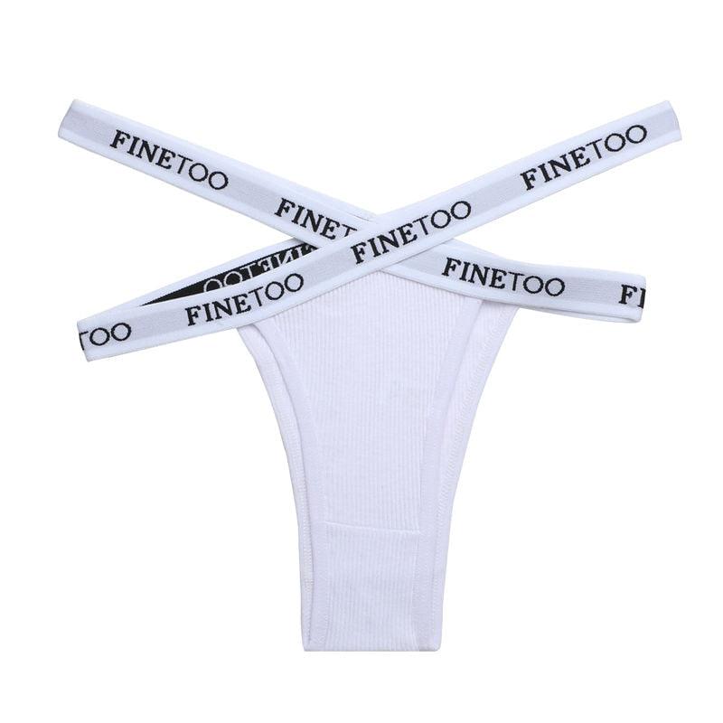 Two pairs of summer Brazilian cotton panties for women with low-rise design, front cross detail, breathable lingerie briefs.