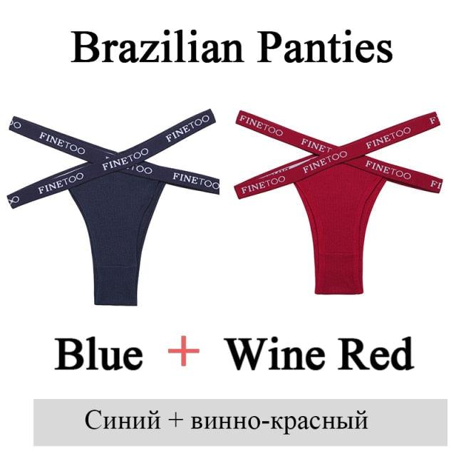 Two pairs of summer Brazilian cotton panties for women, low rise with front cross design, breathable lingerie briefs by The Clothing Company Sydney