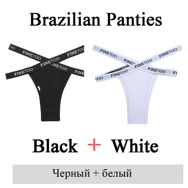 Two pairs of summer Brazilian cotton panties for women, low-rise, breathable underwear with front cross design from The Clothing Company Sydney.