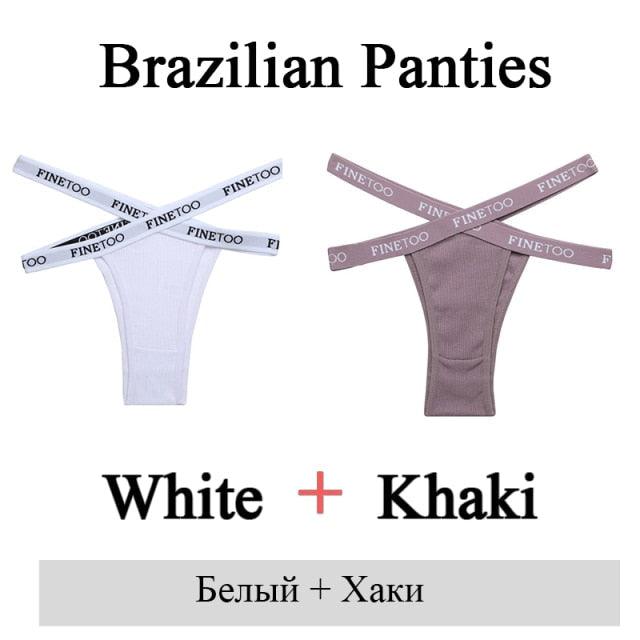 Two-pack summer Brazilian cotton panties for women, low-rise with front cross design, breathable lingerie briefs from The Clothing Company Sydney.