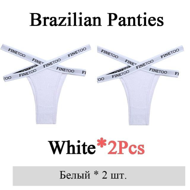 Two-pack summer Brazilian cotton panties for women, low-rise with front cross design, breathable lingerie briefs from The Clothing Company Sydney.