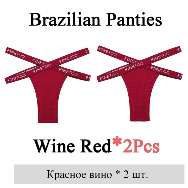Two pairs of low-rise Brazilian cotton panties for women with front cross design, breathable lingerie briefs by The Clothing Company Sydney
