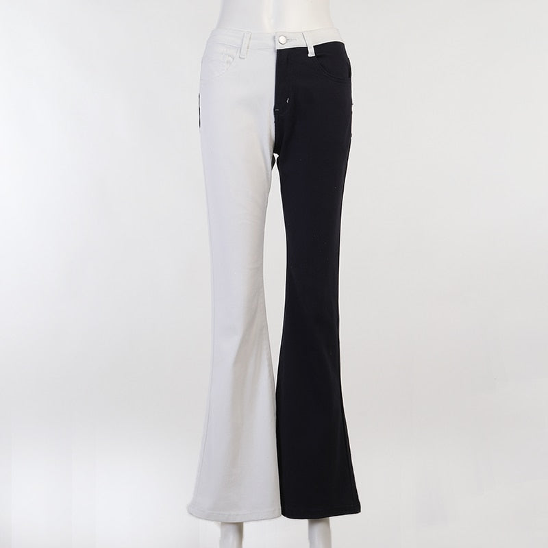 Vintage flare jeans with colorful embroidery and patchwork, casual streetwear denim trousers from The Clothing Company Sydney.