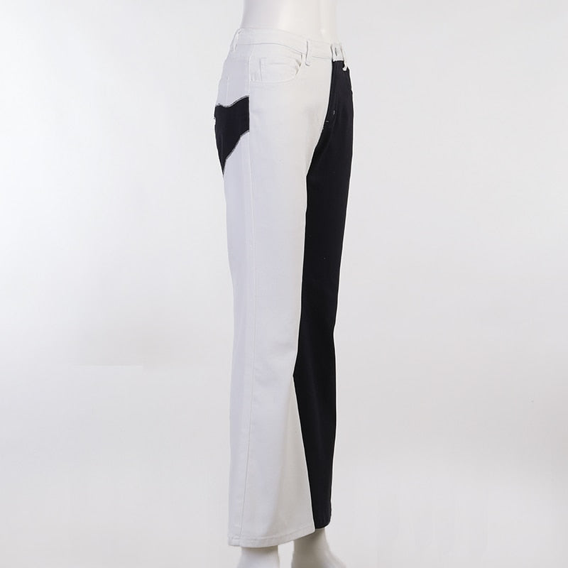 Vintage denim flare jeans with floral embroidery and patchwork design from The Clothing Company Sydney, casual streetwear trousers.