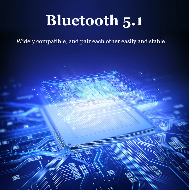 Wireless Bluetooth 5.1 earbuds from The Clothing Company Sydney with in-ear design, stereo sound, handsfree mic, for mobile phones.