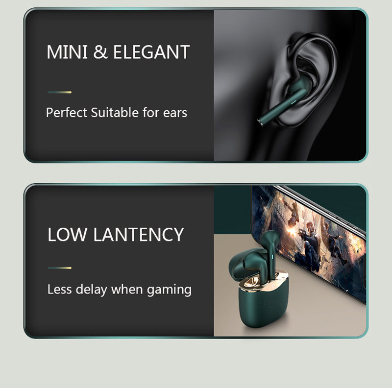 Wireless Bluetooth 5.1 earbuds from The Clothing Company Sydney, in-ear stereo earbuds with mic for mobile phone use.