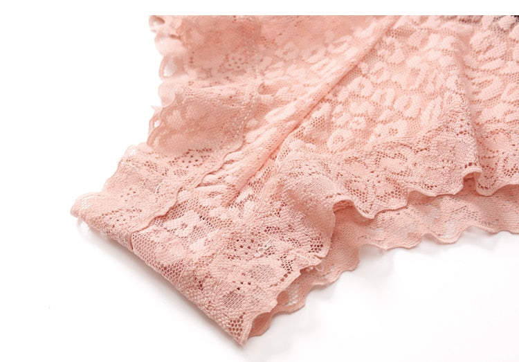 Low-waist lace G-string underwear with transparent fabric and LOVE letter embroidery from The Clothing Company Sydney.