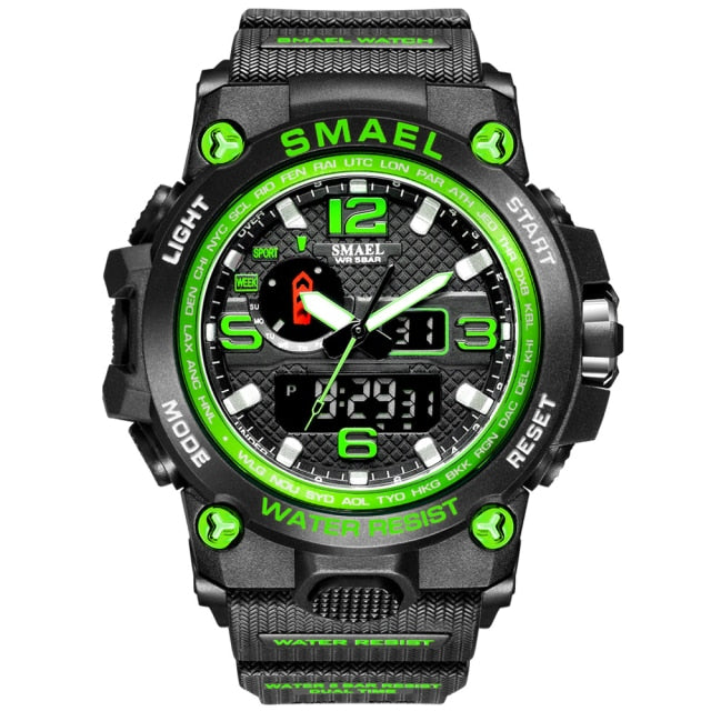 50M water-resistant The Clothing Company Sydney men's quartz military sport wristwatch with dual display and alarm.