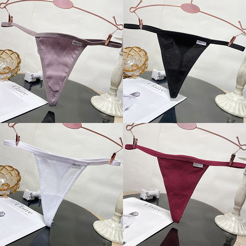 Cotton mix thong underwear from The Clothing Company Sydney, T-back design, comfortable lingerie briefs for women.
