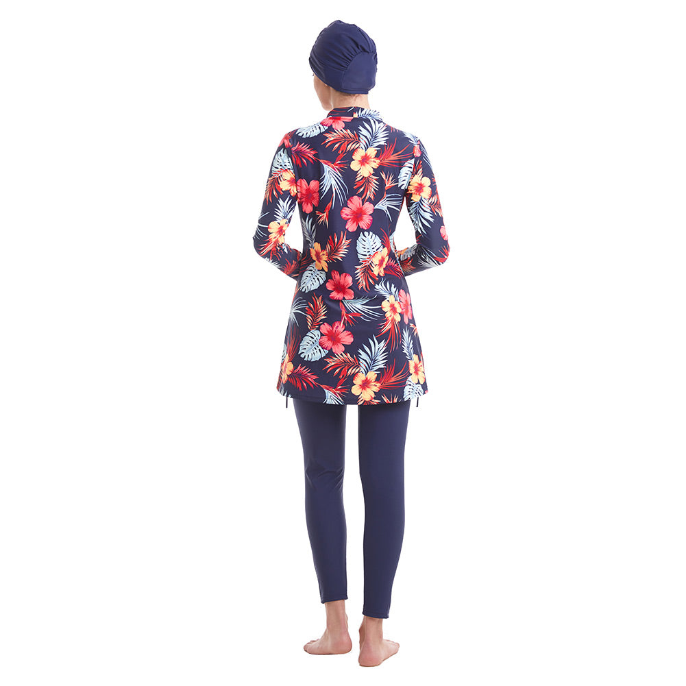 Plus size long sleeve swimsuit set by The Clothing Company Sydney, featuring full coverage swimwear with a 3-piece design.