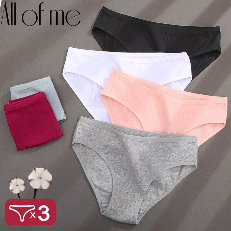 Three-pack cotton mix panties from The Clothing Company Sydney featuring jacquard design, solid colors, and comfortable underwear style.