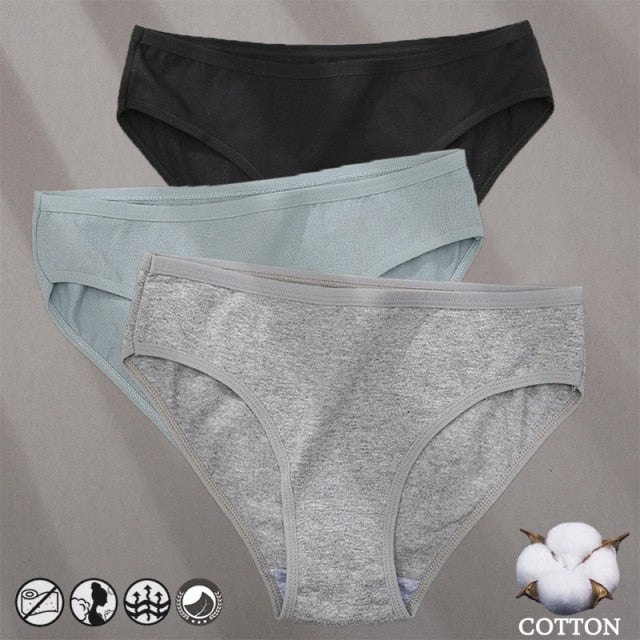 Three-pack cotton mix panties with jacquard pattern, solid colors, and comfortable underwear design by The Clothing Company Sydney.