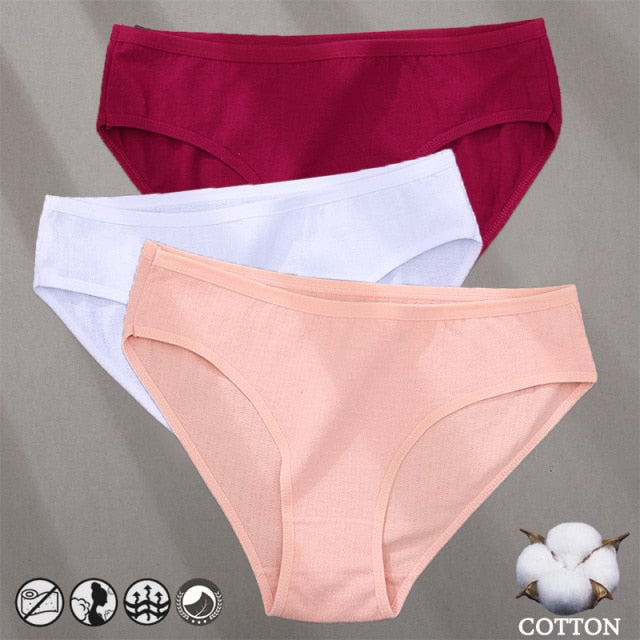 Three-pack cotton mix panties with jacquard pattern, solid colors, and comfortable briefs from The Clothing Company Sydney.