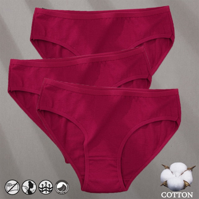 Three-pack cotton mix panties with jacquard pattern, solid colors, and comfortable underwear from The Clothing Company Sydney.