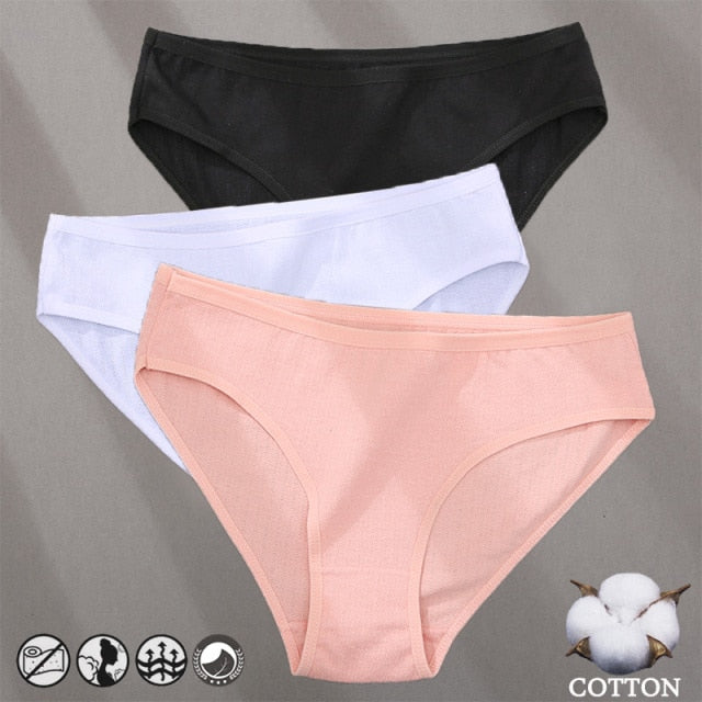 Three-pack cotton mix panties with jacquard design, solid colors, and comfortable briefs from The Clothing Company Sydney.