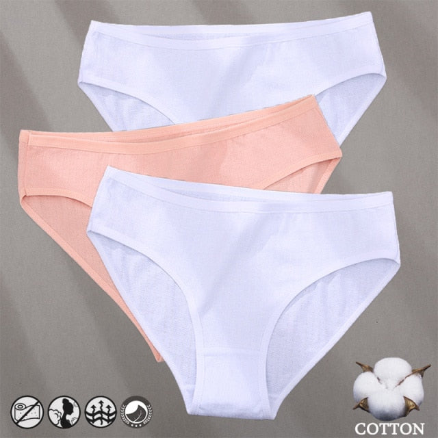 Three-pack cotton mix panties with jacquard design, solid colors, and comfortable underwear briefs from The Clothing Company Sydney.