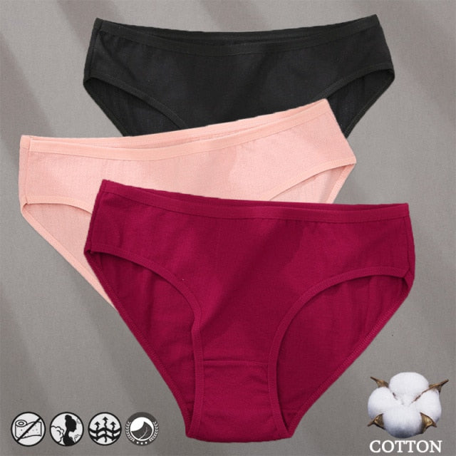 Three-pack cotton mix panties from The Clothing Company Sydney featuring jacquard design, solid colors, and comfortable lingerie briefs.