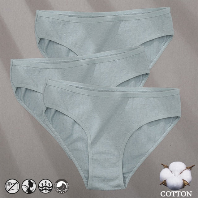 Three pack of cotton mix panties with jacquard pattern, solid colors, and comfortable underwear design from The Clothing Company Sydney.