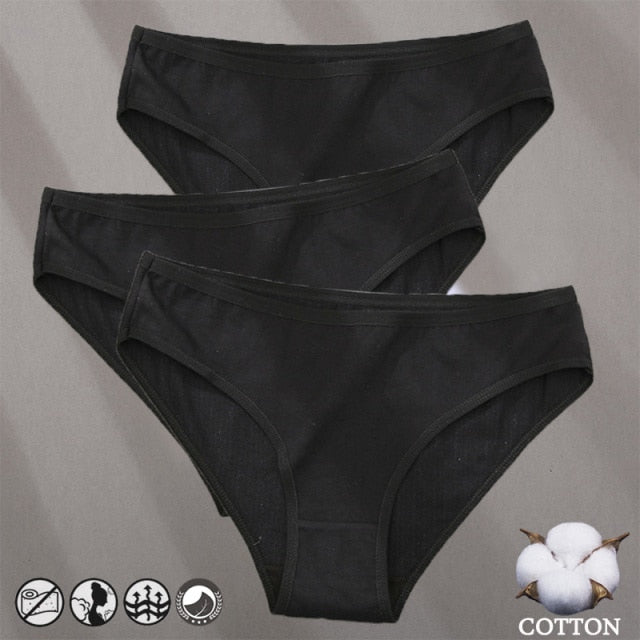 Three-pack cotton mix panties with jacquard design, solid colors, and comfortable briefs from The Clothing Company Sydney.